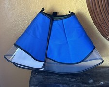 Adjustable 2XL Folding Dog Cone for Big Dogs - New 16"-21" Neck Blue
