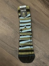 NWT Large 9-13 LG Stance Nirvana Crew Socks Cushion InfiKnit Striped Green Blue