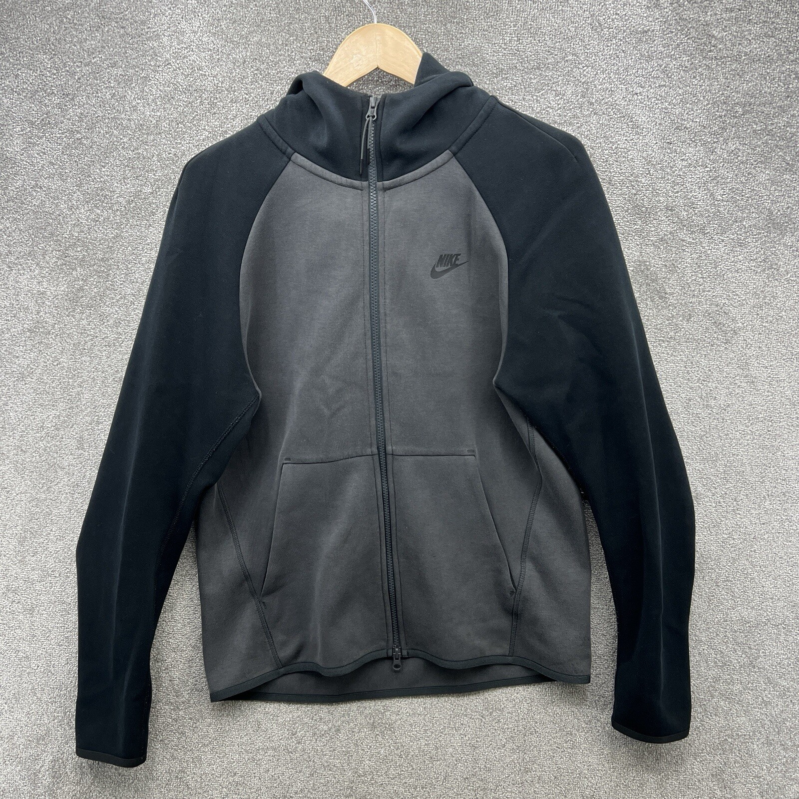 SACAI X NIKE Nike Tech Fleece Felpa con Cappuccio Uomo Grigio Medio Nero Tuta Top Giacca Full Zip