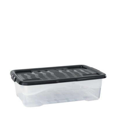 Strata Curve Aufbewahrungsbox mit schwarzem Deckel, 30 Liter, 60x40x17cm-transp.