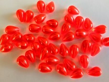 Tear Drop Tulip Beads for Flying C's, Spinners Lures, 3 Sizes, Flo Red ,25 -100.