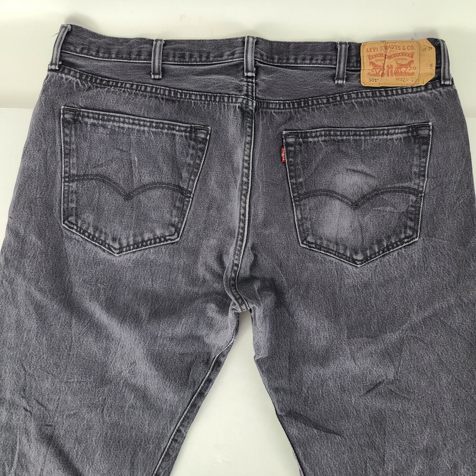 LEVIS Black Jeans 501 Original Straight Leg Button-Fl… - Gem