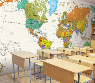 3D World Map ZHUA6202 Wallpaper Wall Murals Removable Self-adhesive Ann