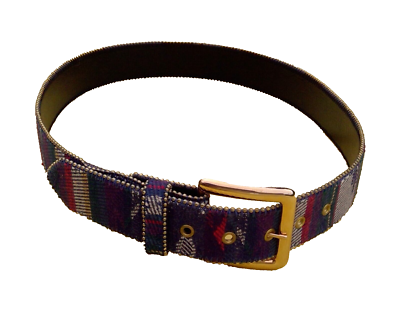 woven belt blue Southwest style pattern bonded leather metal  display picture 1