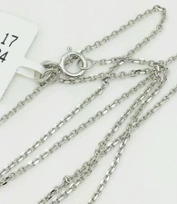 14k Solid White Gold High Polish Cable Link Pendant Necklace Chain 16" 1.1mm
