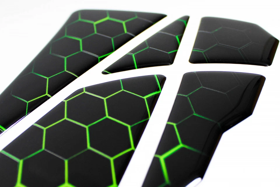 Motorrad Seitentankpad Kniepad 3D Gel Aufkleber - Wabe Grün Lackschutz : Form 32 - Bild 2 von 4