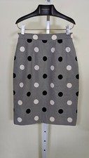 Givenchy Couture Vintage 90s Black And White Textured Polka Dot Skirt 40 France