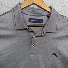 Tommy Bahama Polo Shirt Men's Extra Large Black Collared Embroidered Logo Pima