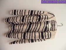 Women's Size XL Knox Rose Striped Open Front Hooded Cardigan Oatmeal Multi