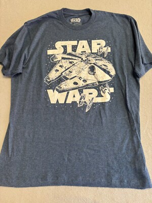 Star Wars T Shirt Mens Large Teal Denim Blue Graphic Everyday Tee