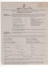 70s National Academy of Recording Arts & Sciences Application, Nashville Chptr