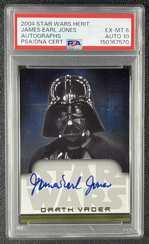 JAMES EARL JONES PSA 6 2004 TOPPS HERITAGE STAR WARS #NNO ON-CARD DNA 10 AUTO
