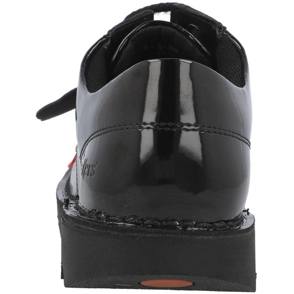 Zapatos escolares Kickers Kick Lo de charol negro con suelas gruesas, con cordones Foto 3 de 4