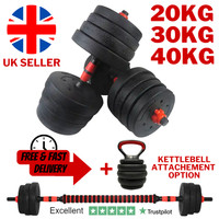 Exersci Adjustable Dumbbell Barbell Weights Set 20-40kg with Kettlebell Option