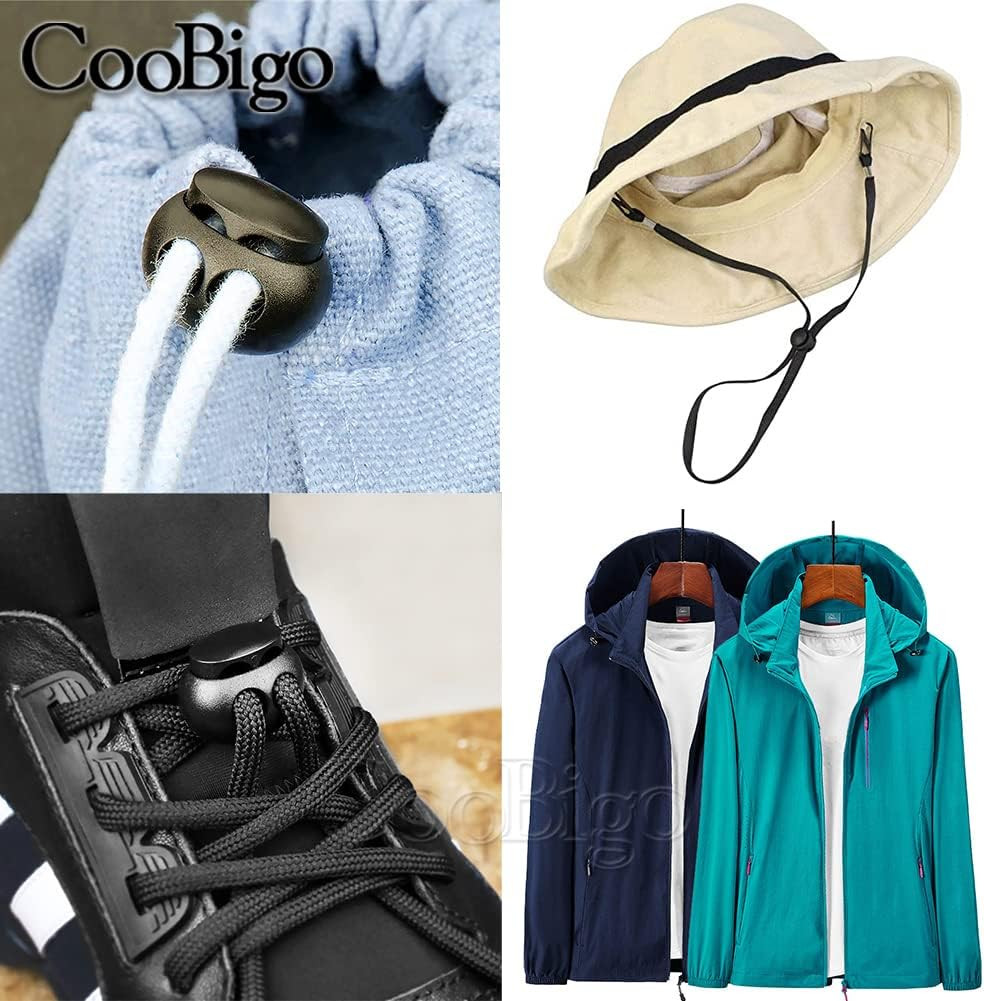 25Pcs Spring Cord Lock End Stopper Fastener Slider Toggles Clip Double Hole roun