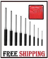 9-Piece Roll Pin Punch Set - Fast Pin Removal - Durable Steel & Construction