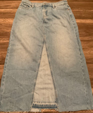 OLD NAVY DRAPEY DENIM MID-RISE RAW HEM MAXI SKIRT SIZE 10 PREOWNED