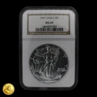 1991 American Silver Eagle NGC MS69 Brown Label -E474