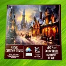 SunsOut Puzzle 500 Piece Jigsaw VINTAGE CHRISTMAS EVENING made in USA