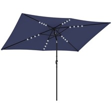 Outsunny 3 x 2 m Garden Parasol Umbrella with Light, Outdoor Patio Umbrella