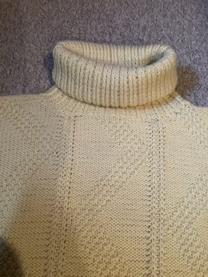 Rollkragenpullover Handstrick Unikat Zartgelb Größe M