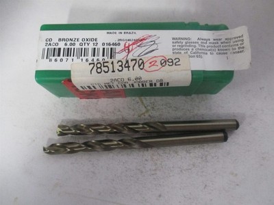 Precision Twist Drill (016460) 6mm x 3-21/32'' 135° Cobalt Jobber Drill - Qty 2