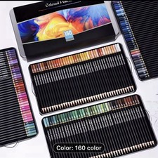 160 Oil Base Colored Pencils In Metal Box NEW Shipping Included