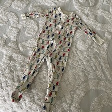 Hanna Andersson Christmas Lights Pajamas Zip Up 12-18 Months 100 Organic Cotton