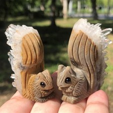 Natural Quartz Cluster Carving Animal Figurine  Crystal Statue 