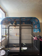 Liberta Endeavor Metal Bird Cage with Stand, Double Doors, Perches & Bowls