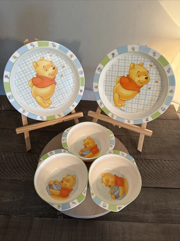 Lote De 5 Los Primeros Años Winnie The Pooh Bebé Plato Y Cuenco Set 3 Cuencos 2 Platos Foto 2 de 4