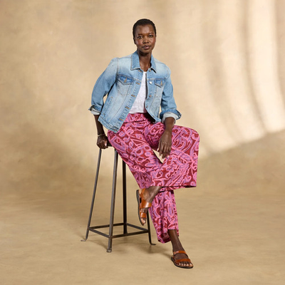 #ad #ad SUNDANCE Catalog NWT Himari Floral Pull On Casual Pants in Sangria Size Medium $27.99