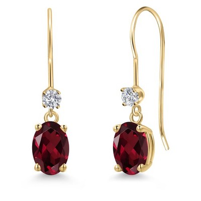14K Yellow Gold Rhodolite Garnet and Lab Grown Diamond Earrings for Women |