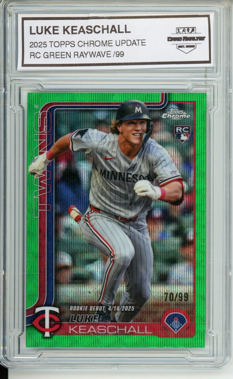 2025 Topps Chrome Update #USC134 Luke Keaschall Green RayWave Refractor #/99
