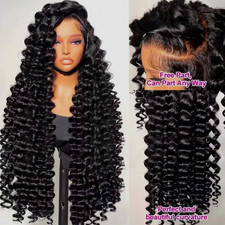28in 13x4 HD Lace Front Wig Human Hair Loose Deep Wave 250 Density