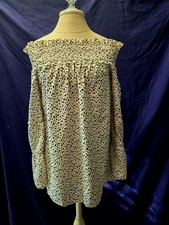 Off the Shoulder Cream Blouse with Black Dots...
