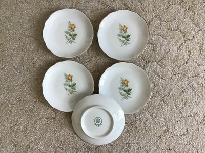 5 kleine Porzellanteller mit Goldrand, 11 cm, Kahla Porzellan, Vintage