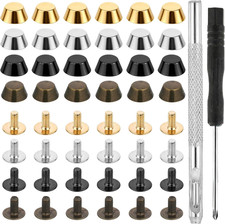 50PCS Purse Feet for Handbags, Screw-Back Metal Studs Rivet, Alloy Flat Head Nai
