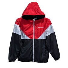 Champion Big Boys Size XL 14/16 Windbreaker Jacket Red White Black Hooded NWT