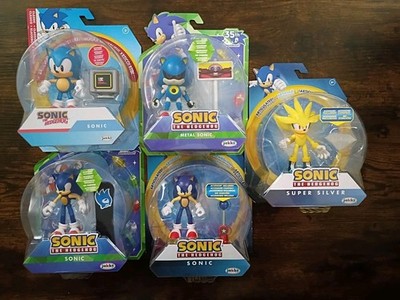 5-PK SONIC the HEDGEHOG 4'' Lot Super Silver Classic Modern Snowboard Metal Jakks