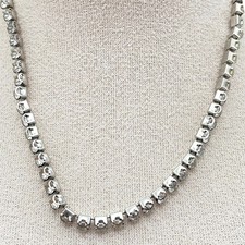 Vintage Silver Tone Box Chain Prong Rhinestone Tennis Choker Rivière Necklace