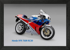 Honda VFR 750R RC30 1988 Framed Wall Art Poster Canvas Print Picture