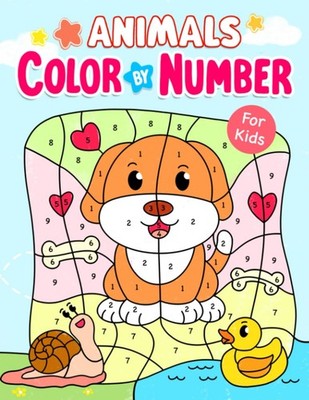 Animals: Color By Number Book with Cute Dog, Cat, Elephant, Horse and More f...