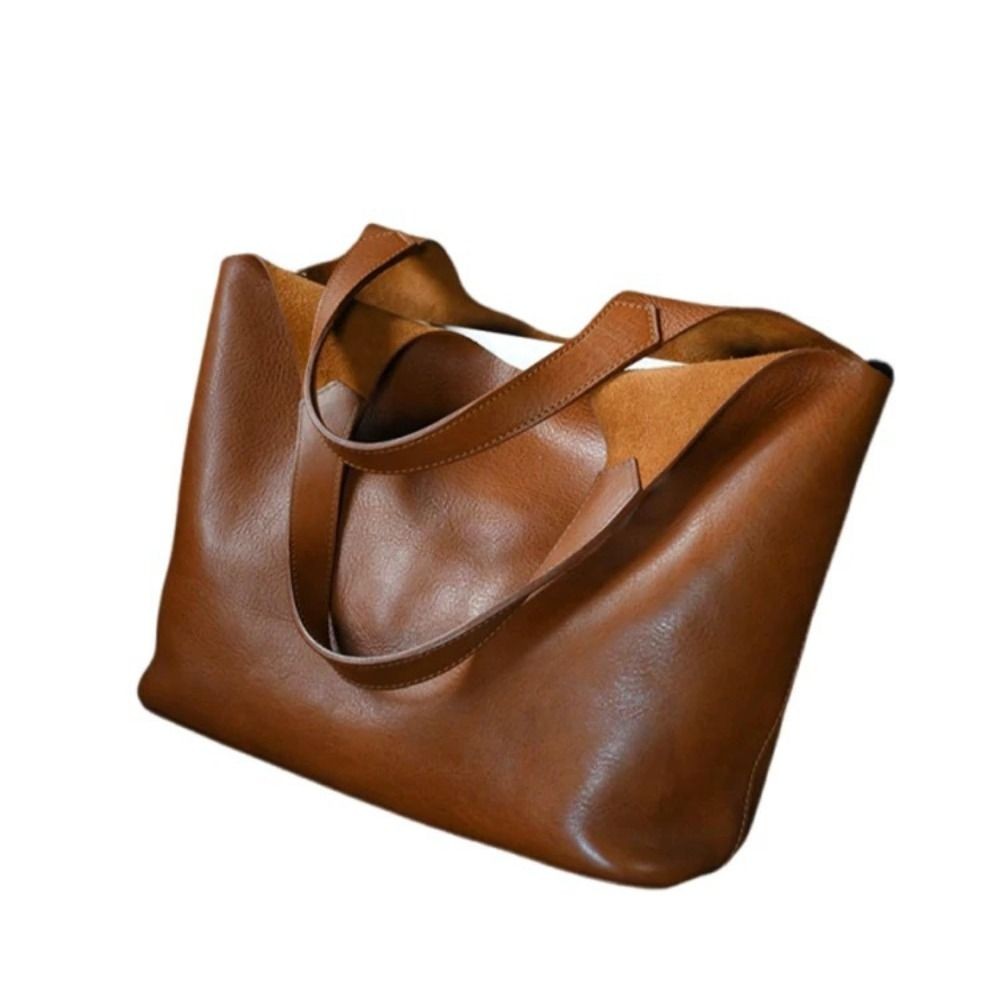 Brown Tote Bag Soft Leather Underarm Bag High Quality Women's Handbags
