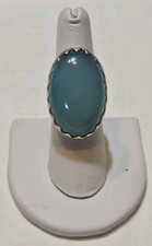 Blue Chalcedony Sterling Silver Ring 14.3Grams Size 7