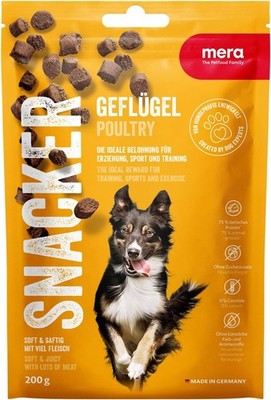 MERA Snacker Geflügel (1 x 200g), getreidefrei, softe Hundeleckerli für T