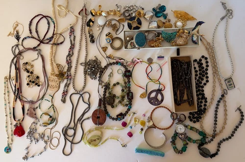 3 lb Vintage Costume Jewelry Lot Brooches Pins Watches Mixed - many treasures