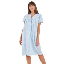 Ladies Nightie Embroidered Floral Top Nighty Shirt Lace Neck Dress Nightwear