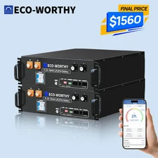 ECO-WORTHY 2Pack 10240Wh 48V 100AH Lithium Battery Server Rack UL1973 & UL9540A