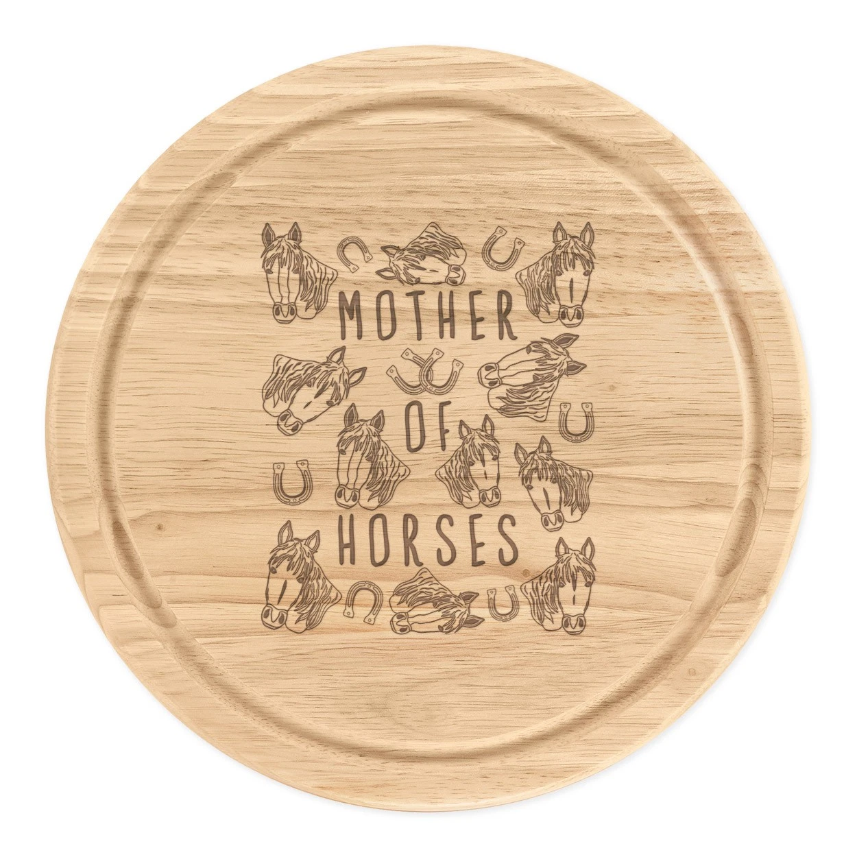 Mother Of Horses Round Chopping Cheese Board Crazy Lady Animal Lover Funny